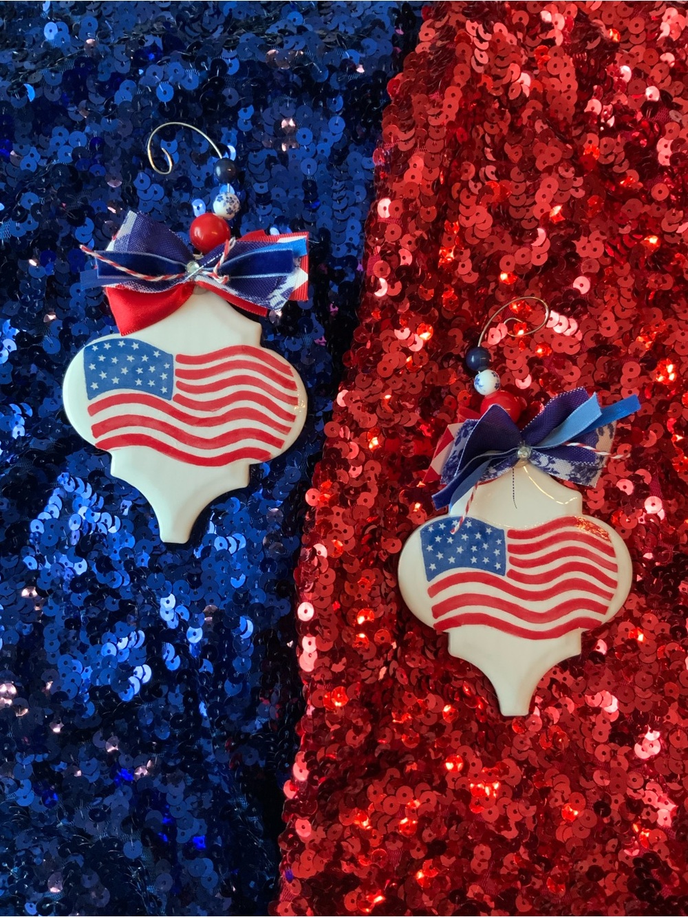 American Flag/ Red White & Blue themed ornaments